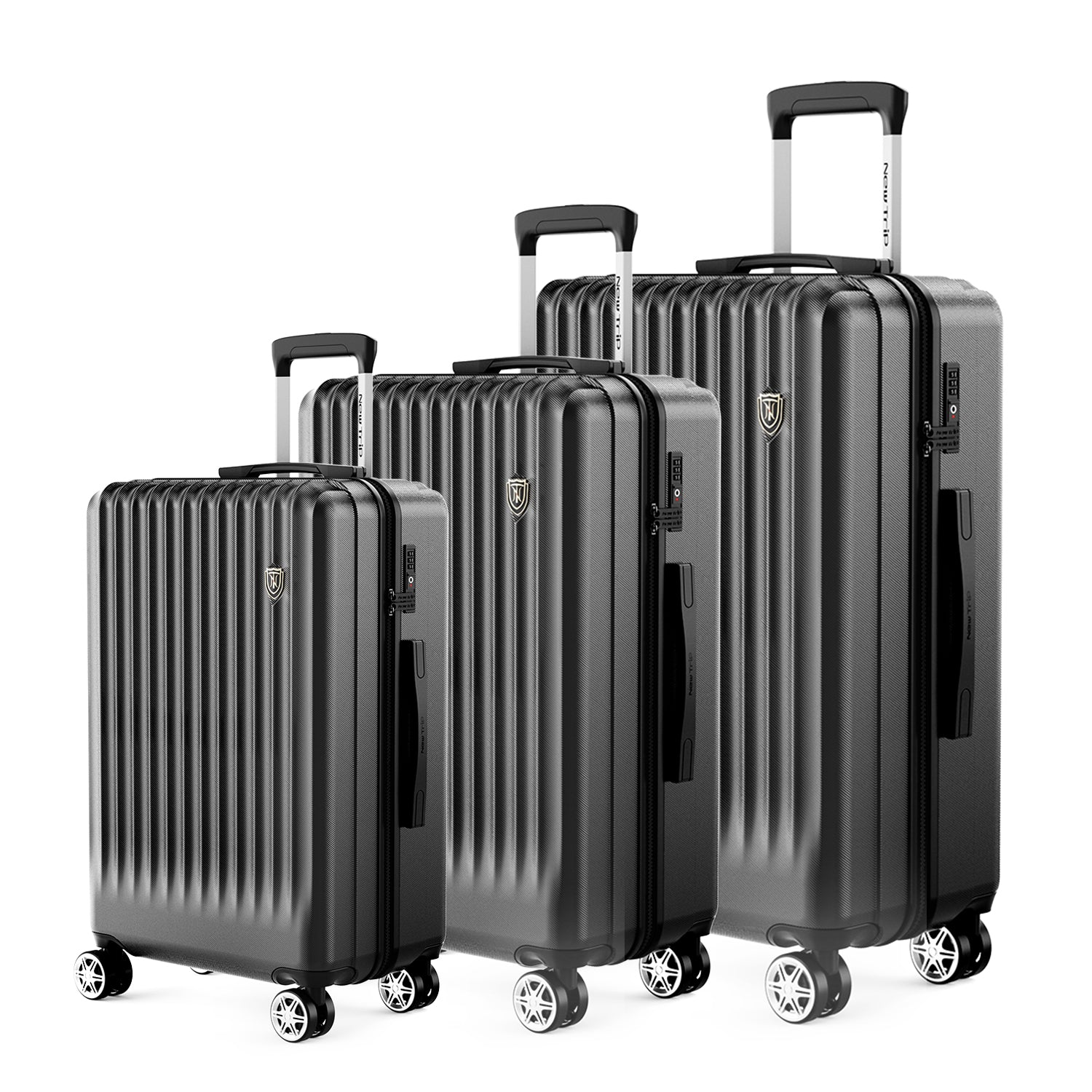 New Trip 3点セット S/M/Lサイズ ストッパー付き 家族旅行スーツケース 0701 Plus 家族旅行おすすめ