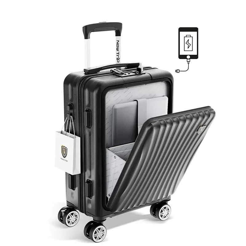 New Trip スーツケース フロントオープン式 USBボード付き 0702 フロントオープン設計
