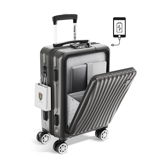 New Trip スーツケース フロントオープン式 USBボード付き 0702 フロントオープン設計