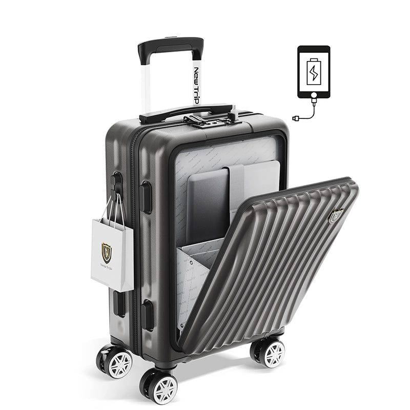New Trip スーツケース フロントオープン式 USBボード付き 0702 フロントオープン設計