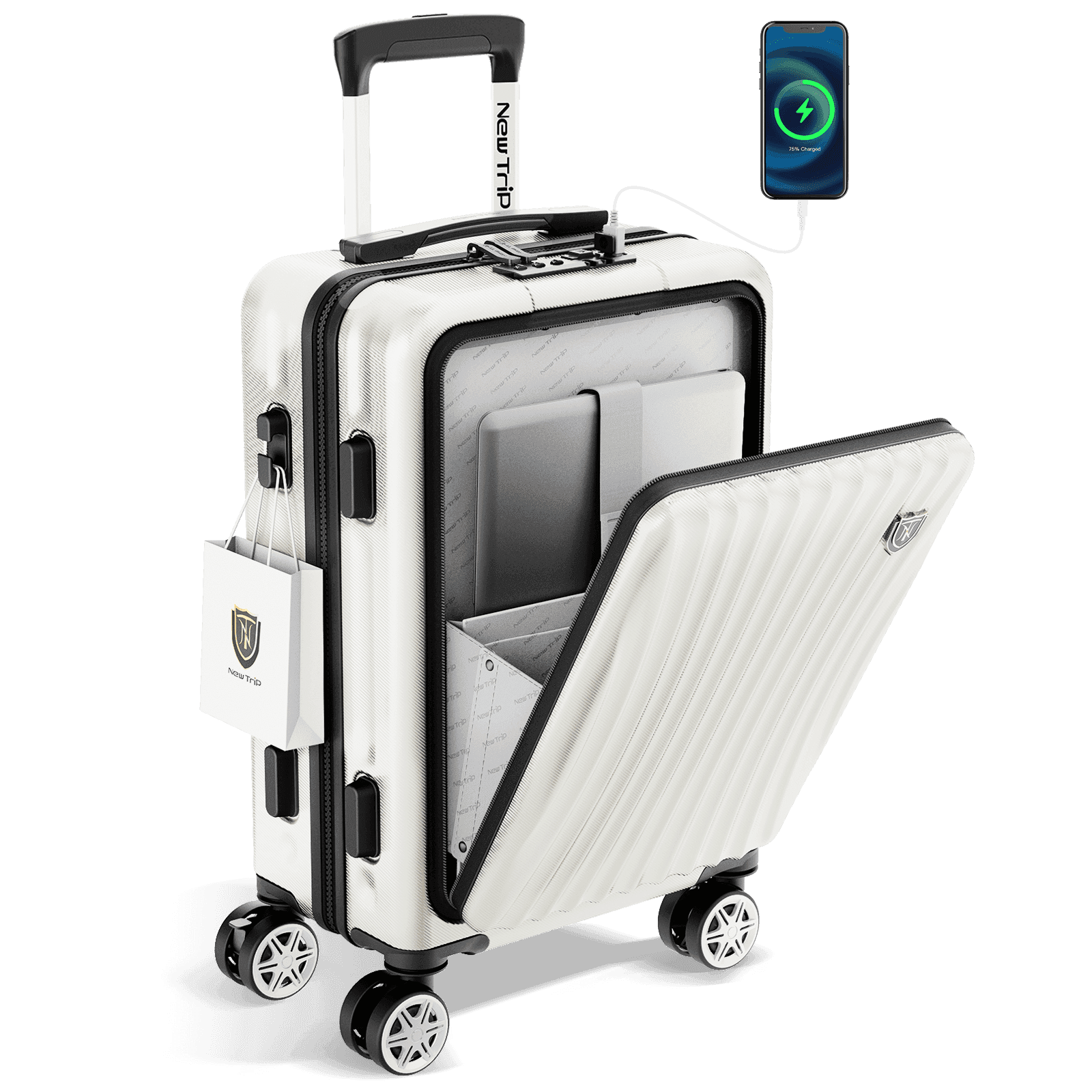 New Trip スーツケース フロントオープン式 USBボード付き 0702 フロントオープン設計
