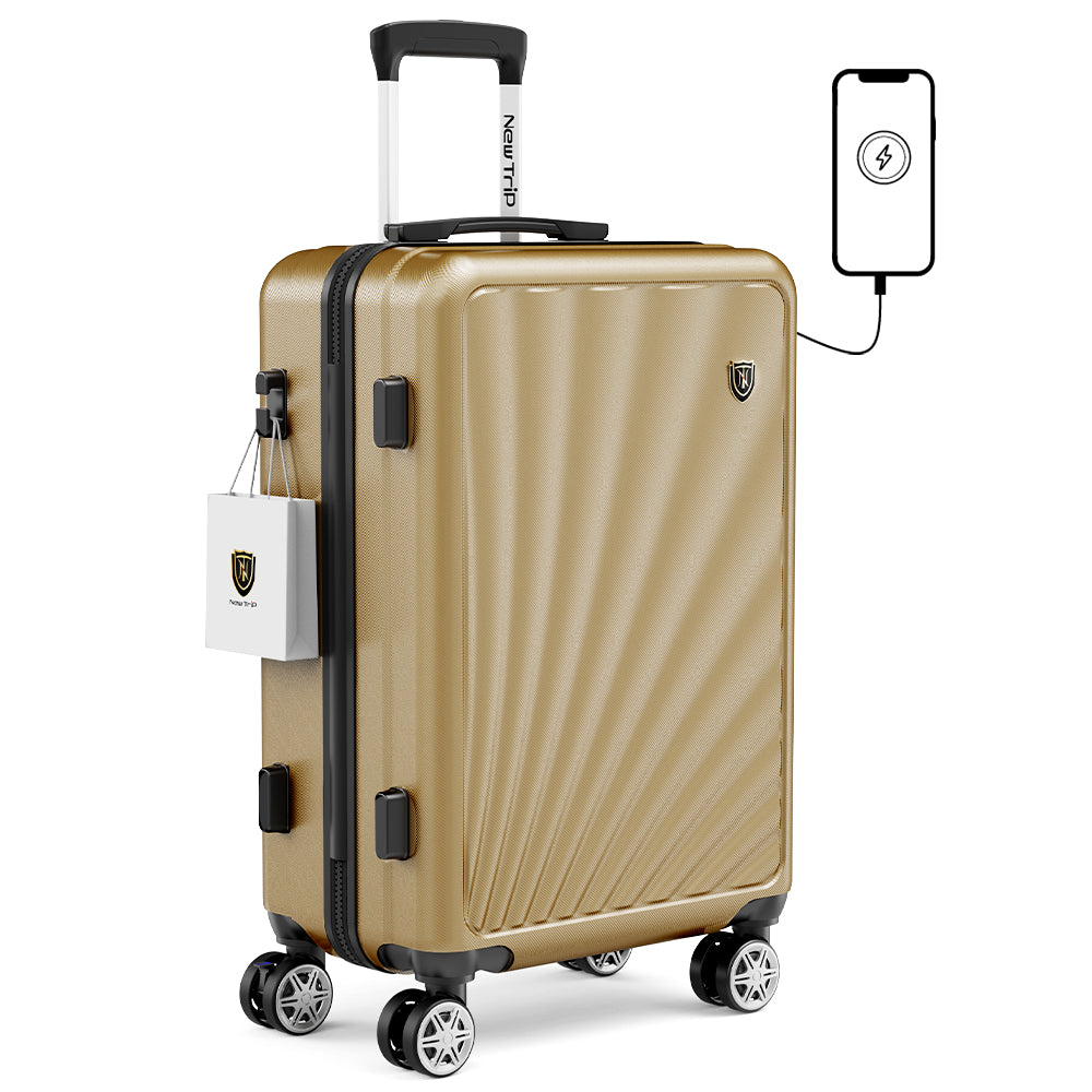 New Trip スーツケース USBボード付き ストッパー・物掛けフック付き 0301 超軽量USBポート付き