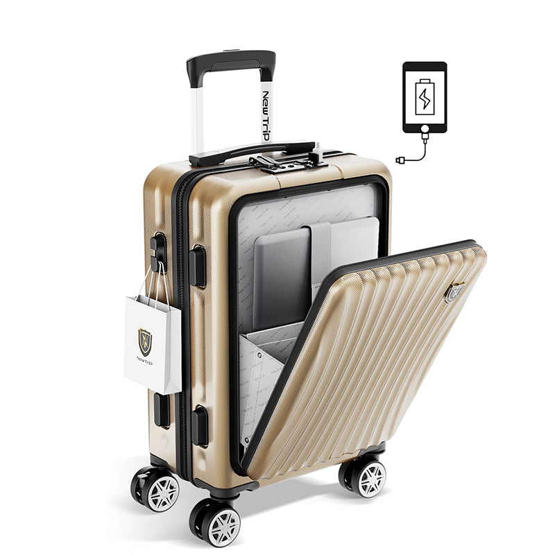 New Trip スーツケース フロントオープン式 USBボード付き 0702 フロントオープン設計