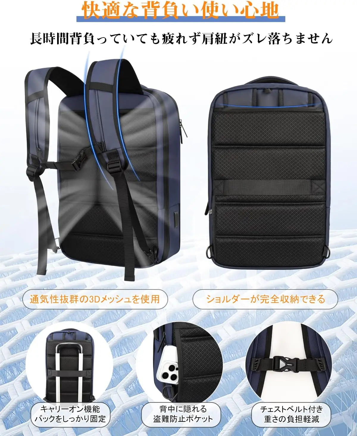 New Trip リュック ビジネス旅行用 大容量 防水 拡張機能付き 2201 ビジネスおすすめ