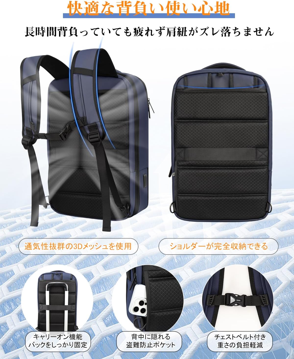 New Trip リュック ビジネス旅行用 大容量 防水 拡張機能付き 2201 ビジネスおすすめ