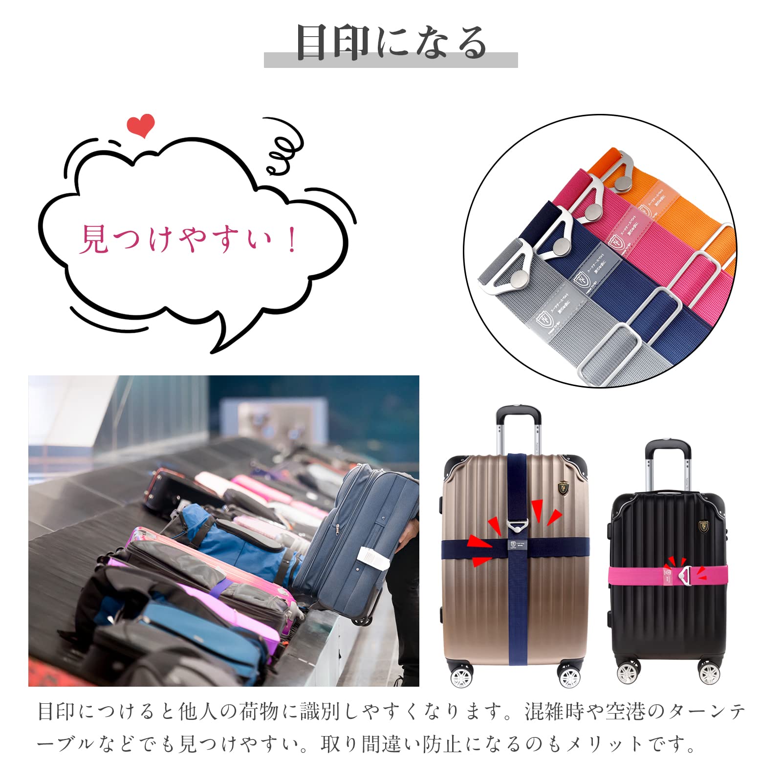 New Trip 旅行用長さ調節可能キャリーケースベルト スーツケースの開き防止