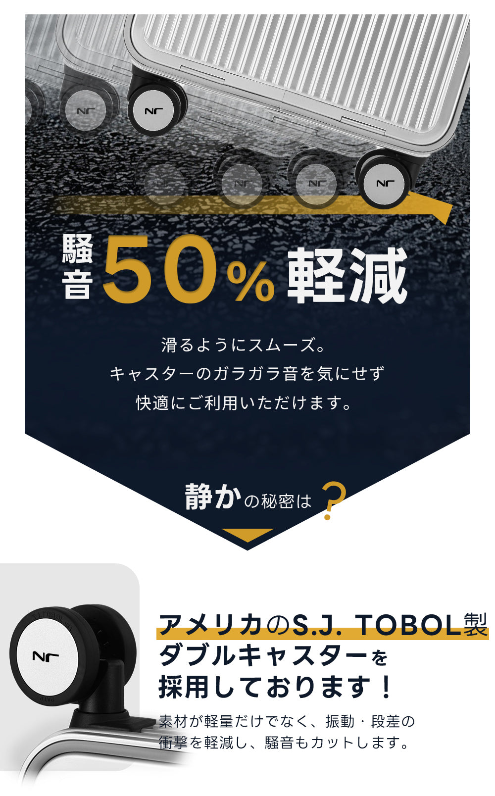 静音キャスタースーツケース