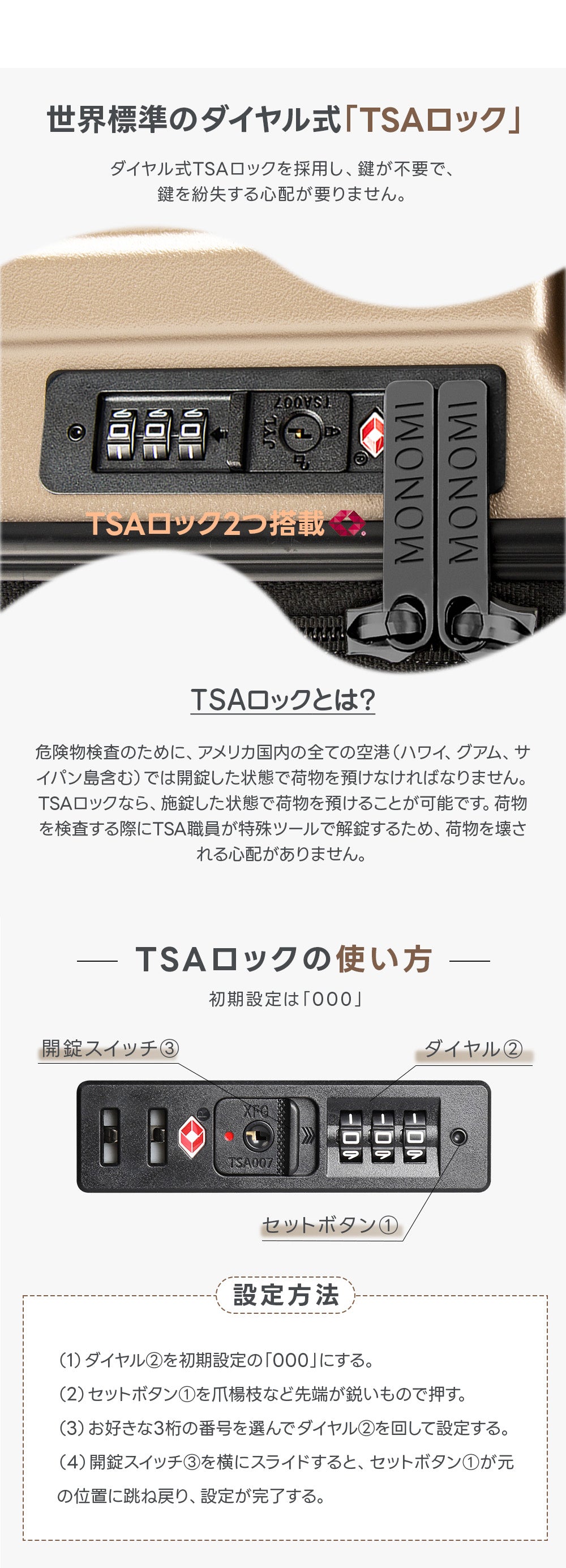 TSAロック付きスーツケース
