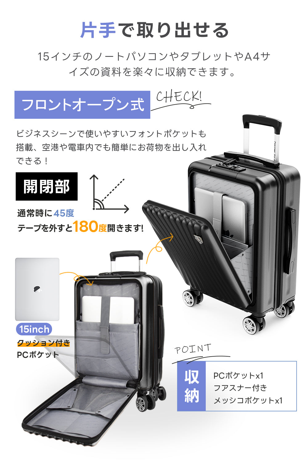 電車内で使用のスーツケース
