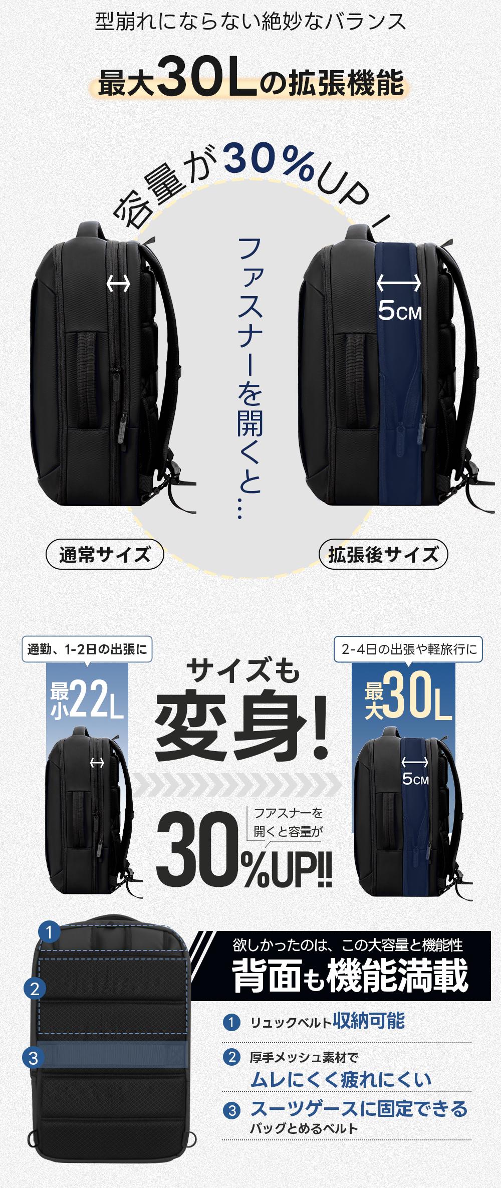 拡張機能付きリュックサック