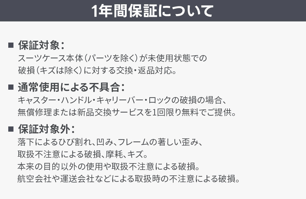 1年間の品質保証