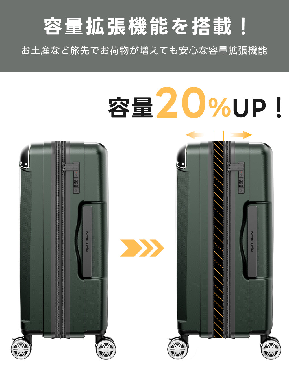 拡張機能付き スーツケース