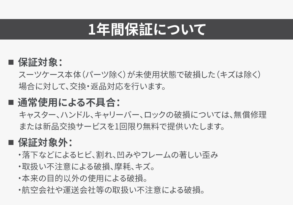1年間の品質保証