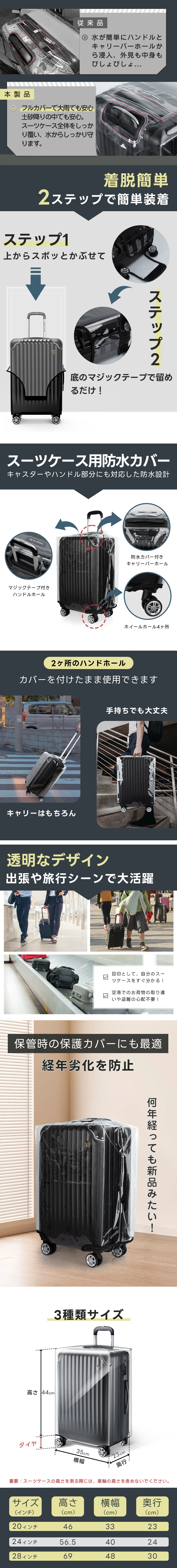 経年劣化防止保護カバーのスーツケースカバー