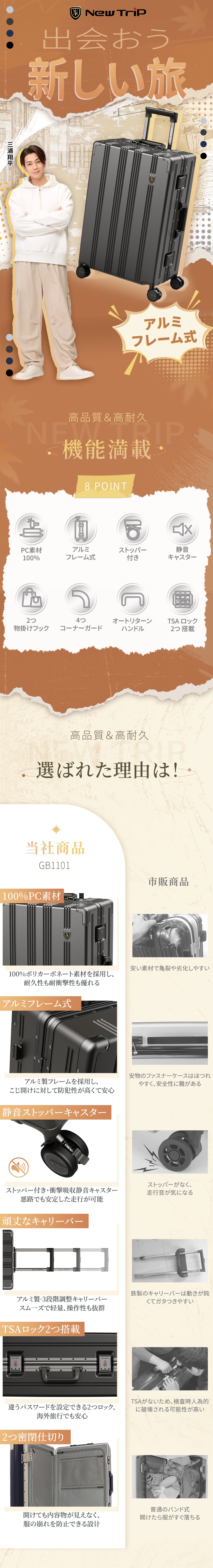 アルミフレームスーツケース