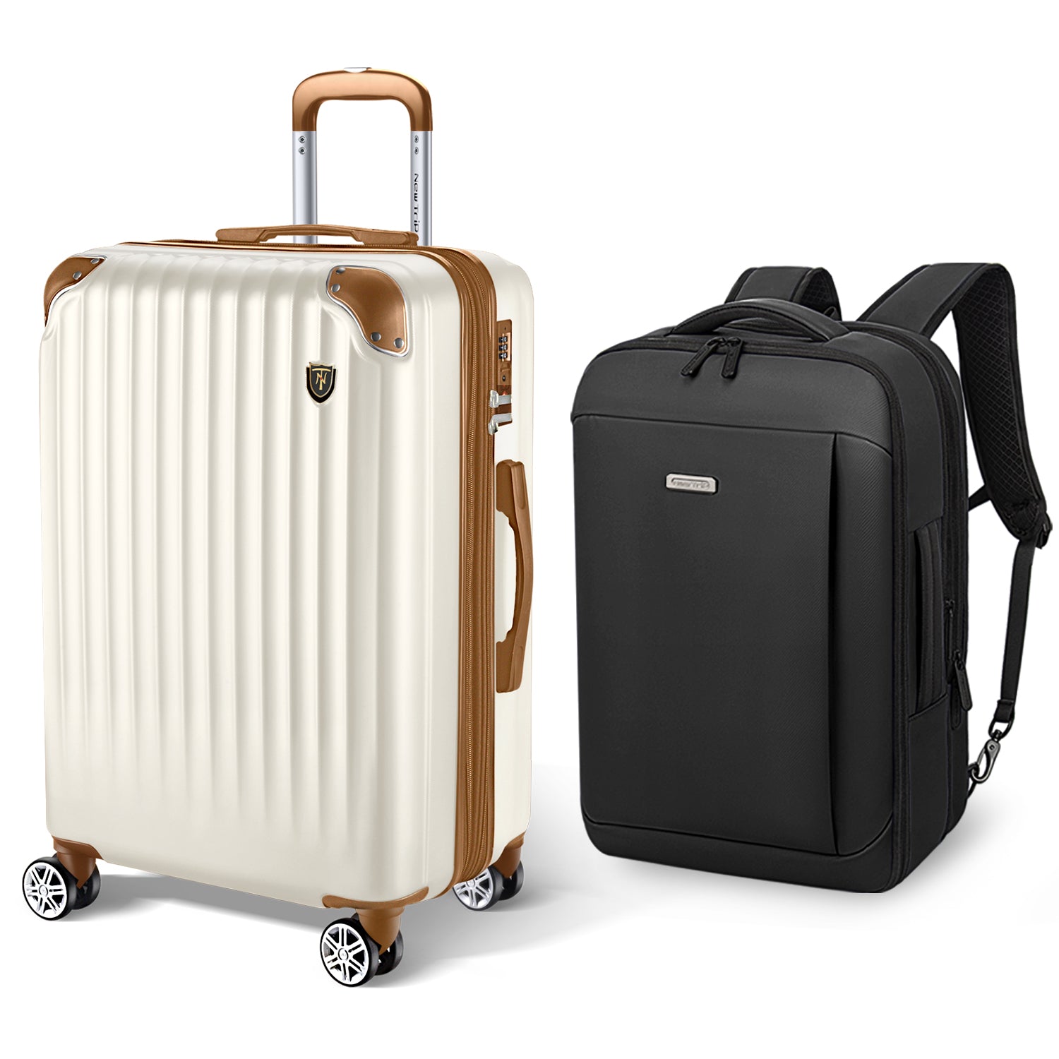 PING クイックドライ ベージュセットアップ　Mサイズ　収納バッグ付き Double Storage Set] New Trip 0201 Expandable Suitcase & Large