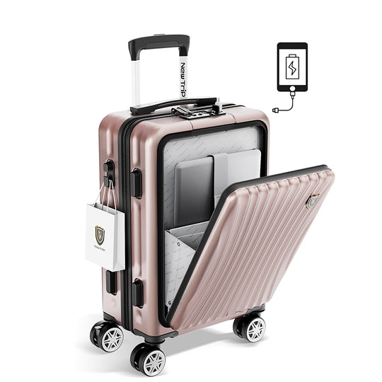 [New Trip] スーツケース フロントオープン式 USBボード付き 0702