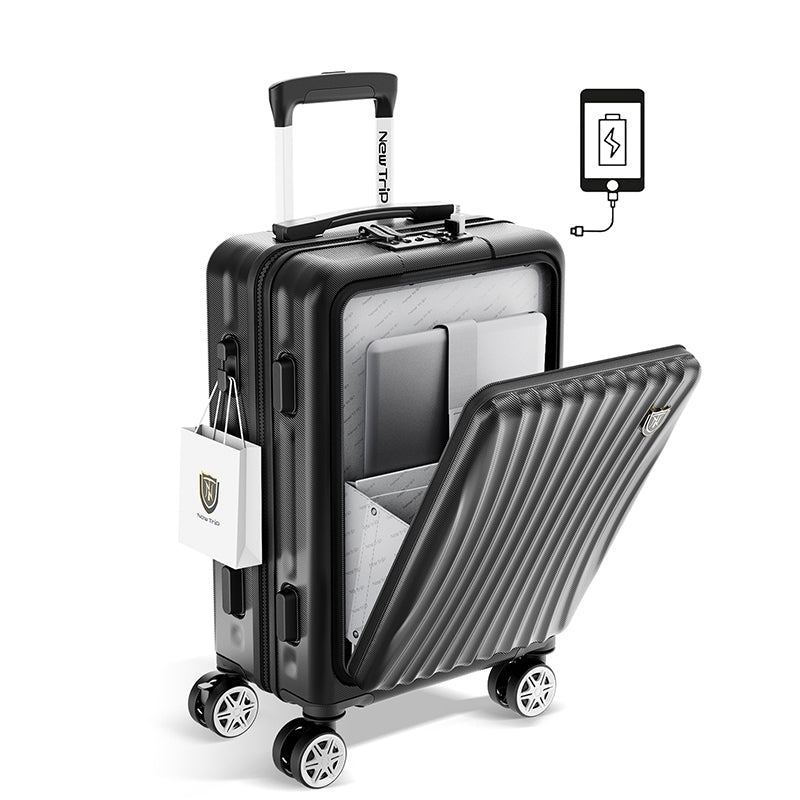 [New Trip] スーツケース フロントオープン式 USBボード付き 0702