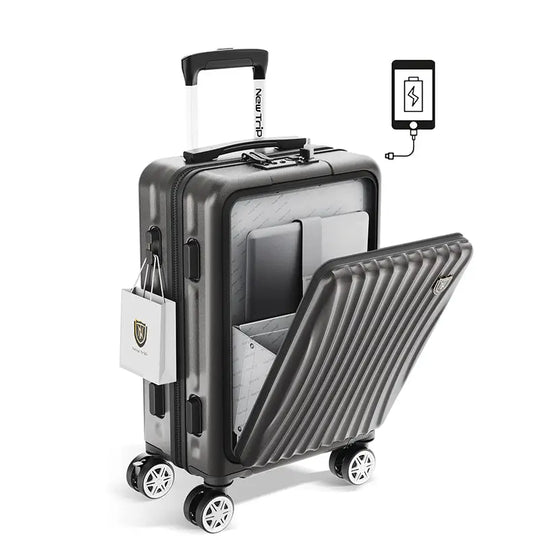 New Trip スーツケース フロントオープン式 USBボード付き 0702 フロントオープン設計