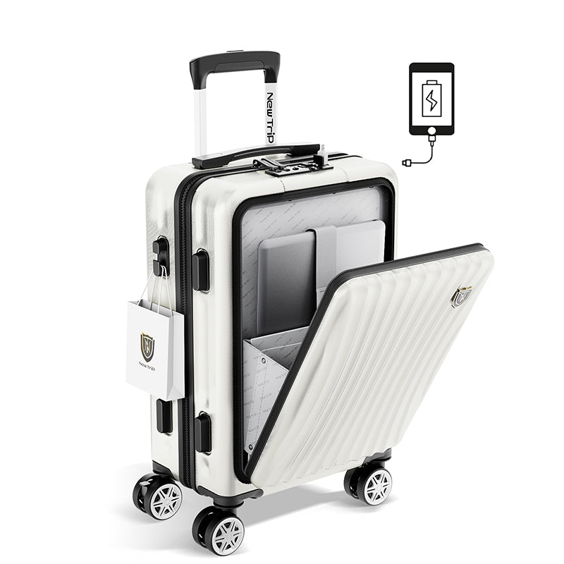 [New Trip] スーツケース フロントオープン式 USBボード付き 0702