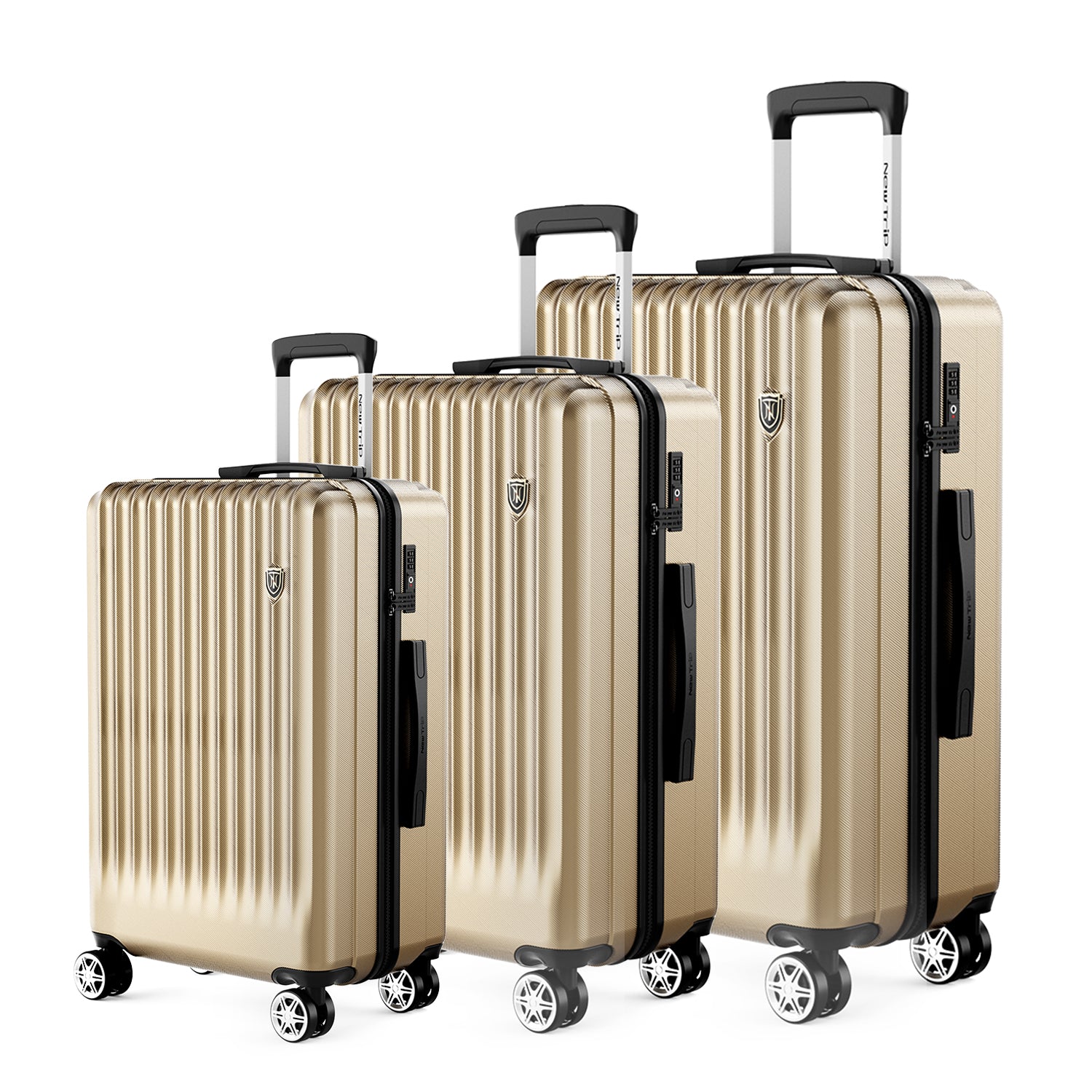 New Trip 3点セット S/M/Lサイズ ストッパー付き 家族旅行スーツケース 0701 Plus 家族旅行おすすめ