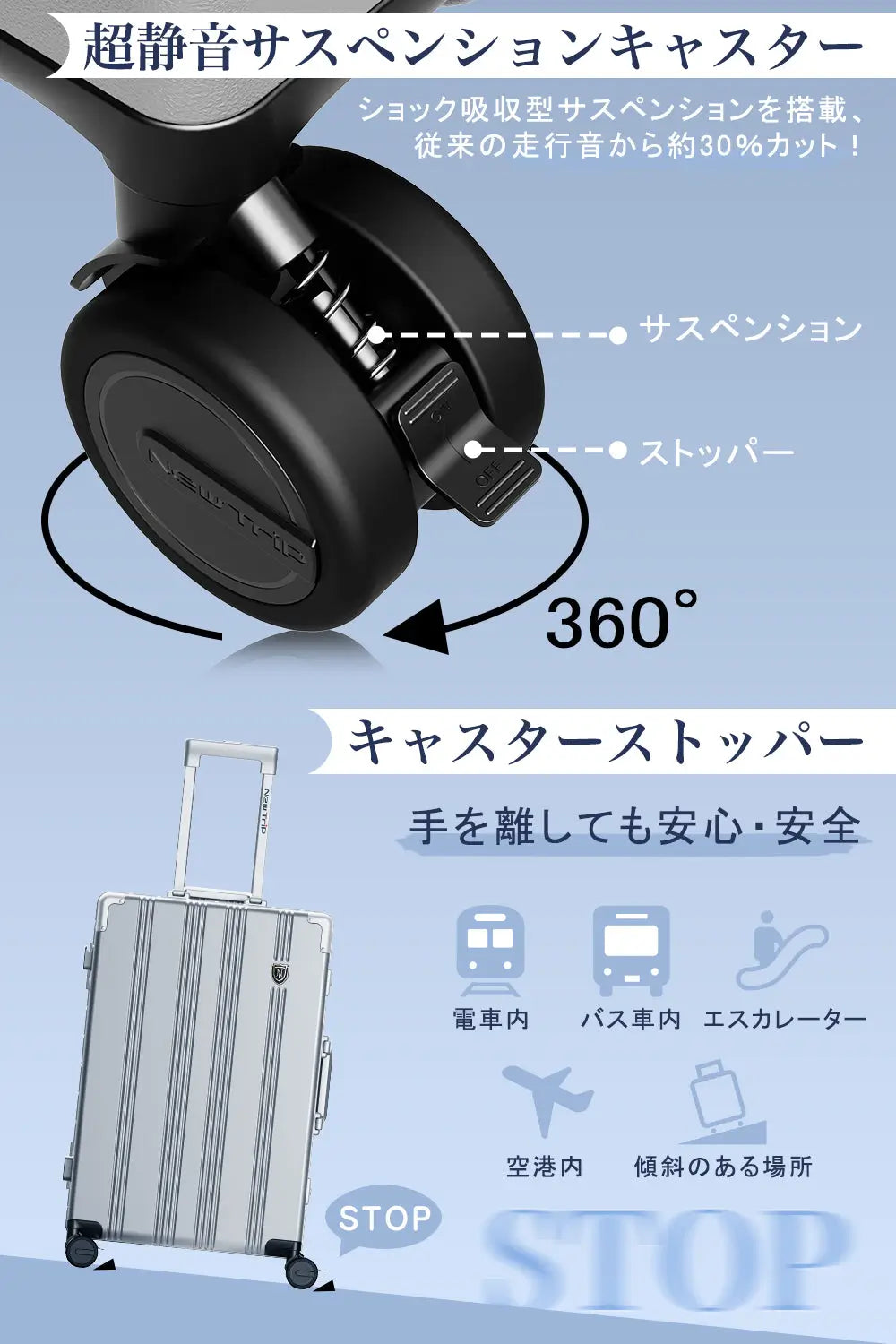 New Trip スーツケース 耐衝撃 静音キャスター搭載 アルミフレーム 1101 Top.3 ビジネスおすすめ