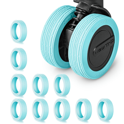 スーツケースのキャスターを保護するシリコンカバー。5～6cmの3サイズでぴったりフィット。衝撃吸収、摩耗防止、騒音低減。ダブルホイール用、簡単着脱、洗える。