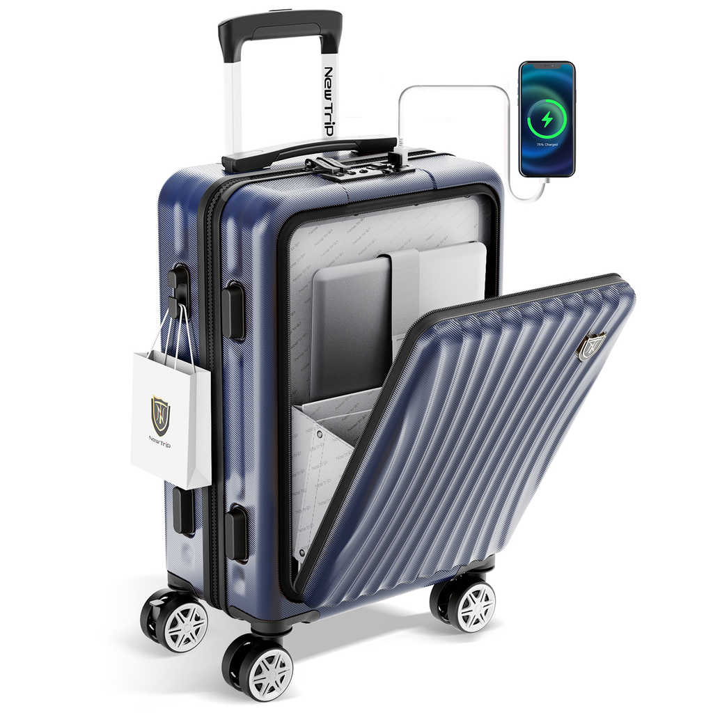 特徴：15.6インチPC対応のフロント収納、USBポート、TSAロック、キャスターストッパー、YKKジッパー、Xバンド内装。