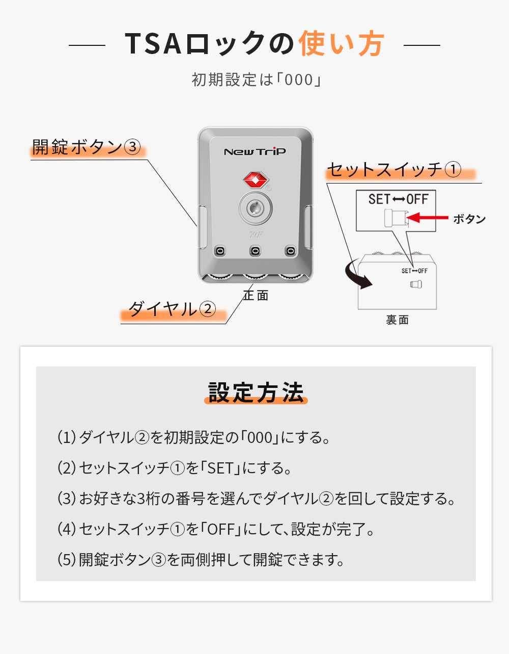 TSAロックの使用方法