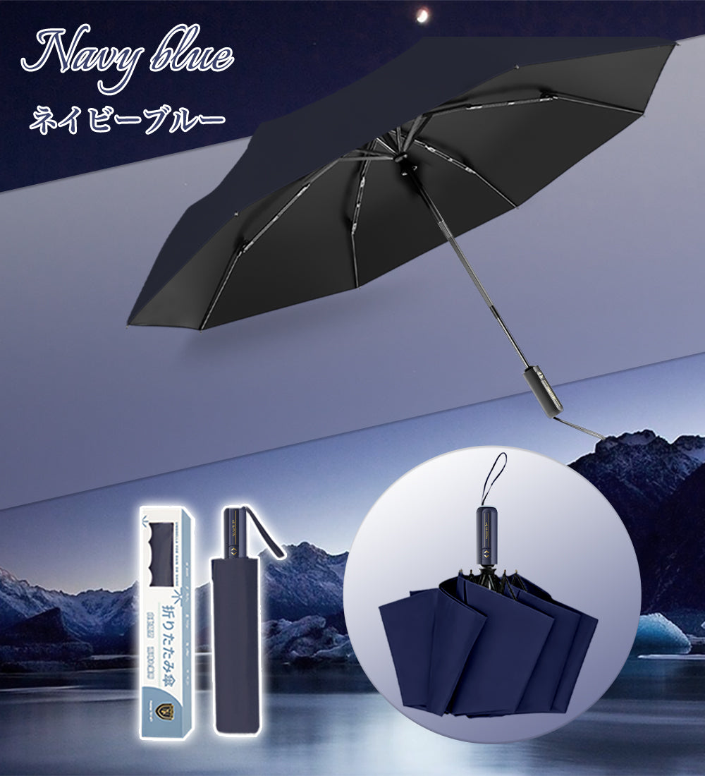 New Trip 7101 折りたたみ傘 ネイビー 晴雨兼用 耐強風 UVカット100% 背景図
